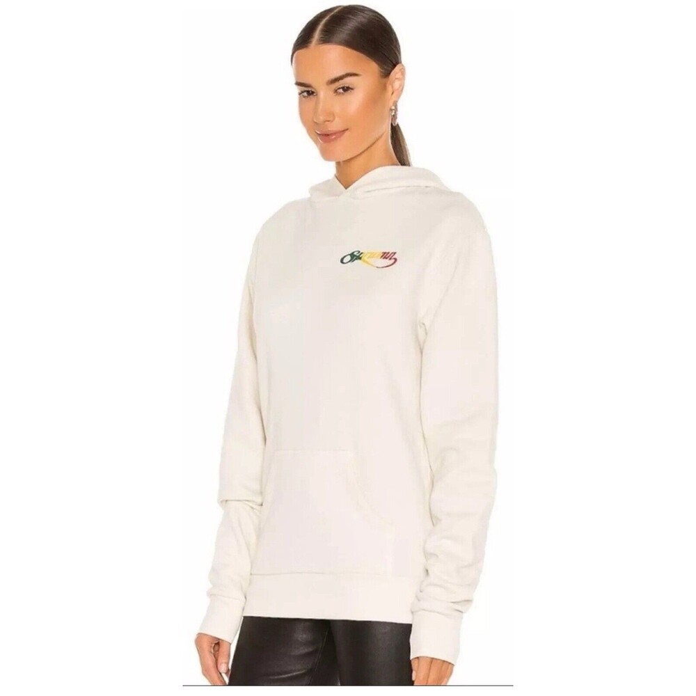SPRWMN Revolve Sz Small Script Logo Hoodie Sweatshirt Cream Long Sleeve #KL11-5